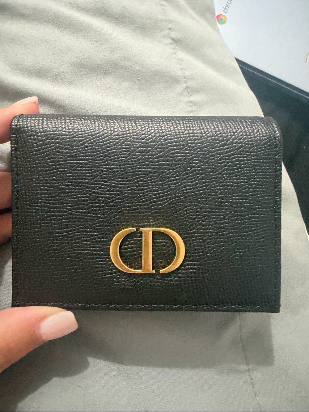 Dior Black Leather Card & Key Holder with Gold CD Emblem